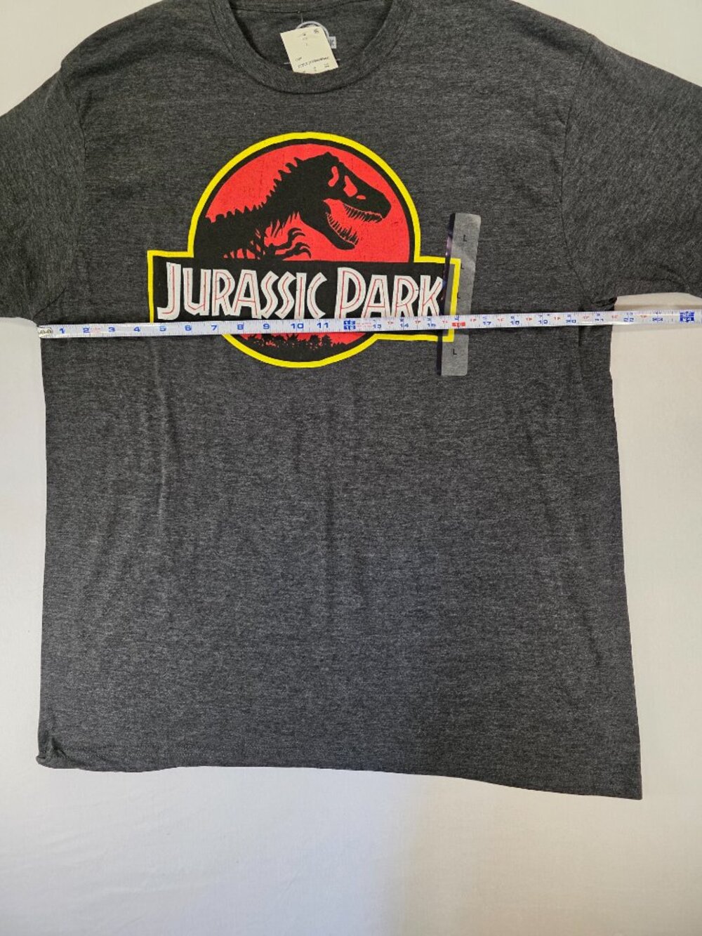 Jurassic Park Graphic T-Shirt Gray Short Sleeve T-Rex Logo Movie Tee Men's Large - Picture 6 of 11
